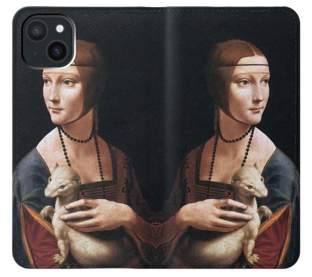 S3471 Lady hermine Leonardo da Vinci Etui Coque Housse pour iPhone 15 Plus